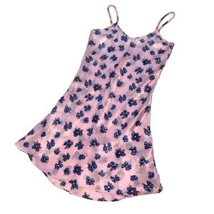 Floral Satin Pink and Purple Lingerie Slip Dress
